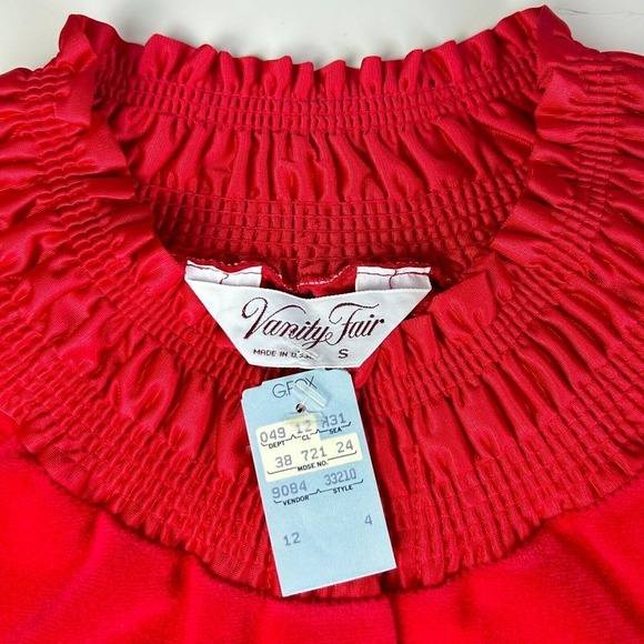 Vanity Fair Tartan Red Smocked Neck Robe Dress Snap Front Lounge Wear S - Picture 6 of 12